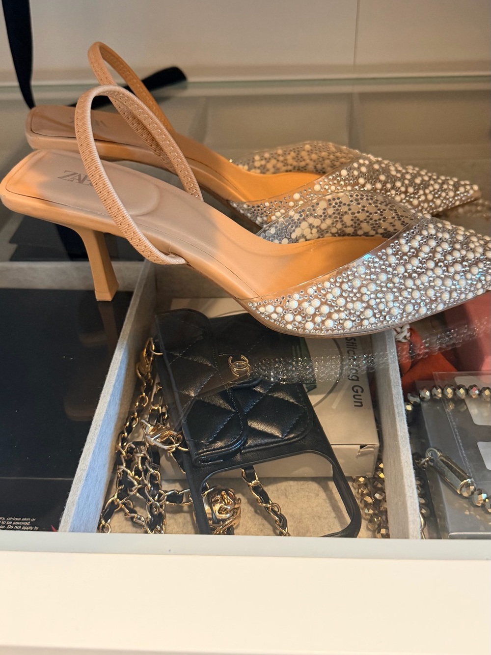 Zara Pearl-Embellished Pointed Slingback in Ivory - Picture 4 of 7